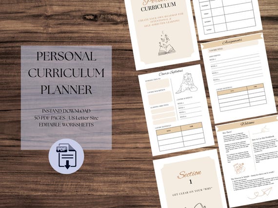 Personal Curriculum Planner: Self-Directed Learning Workbook (Printable & Fillable PDF)