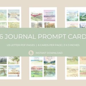 Mindfulness Journaling Prompts: Watercolor Nature Cards (Printable PDF)