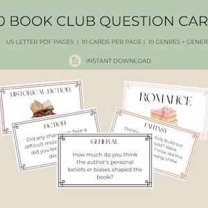 Book Club Question Cards: 220 Printable Prompts (PDF)