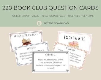 Book Club Question Cards: 220 Printable Prompts (PDF)