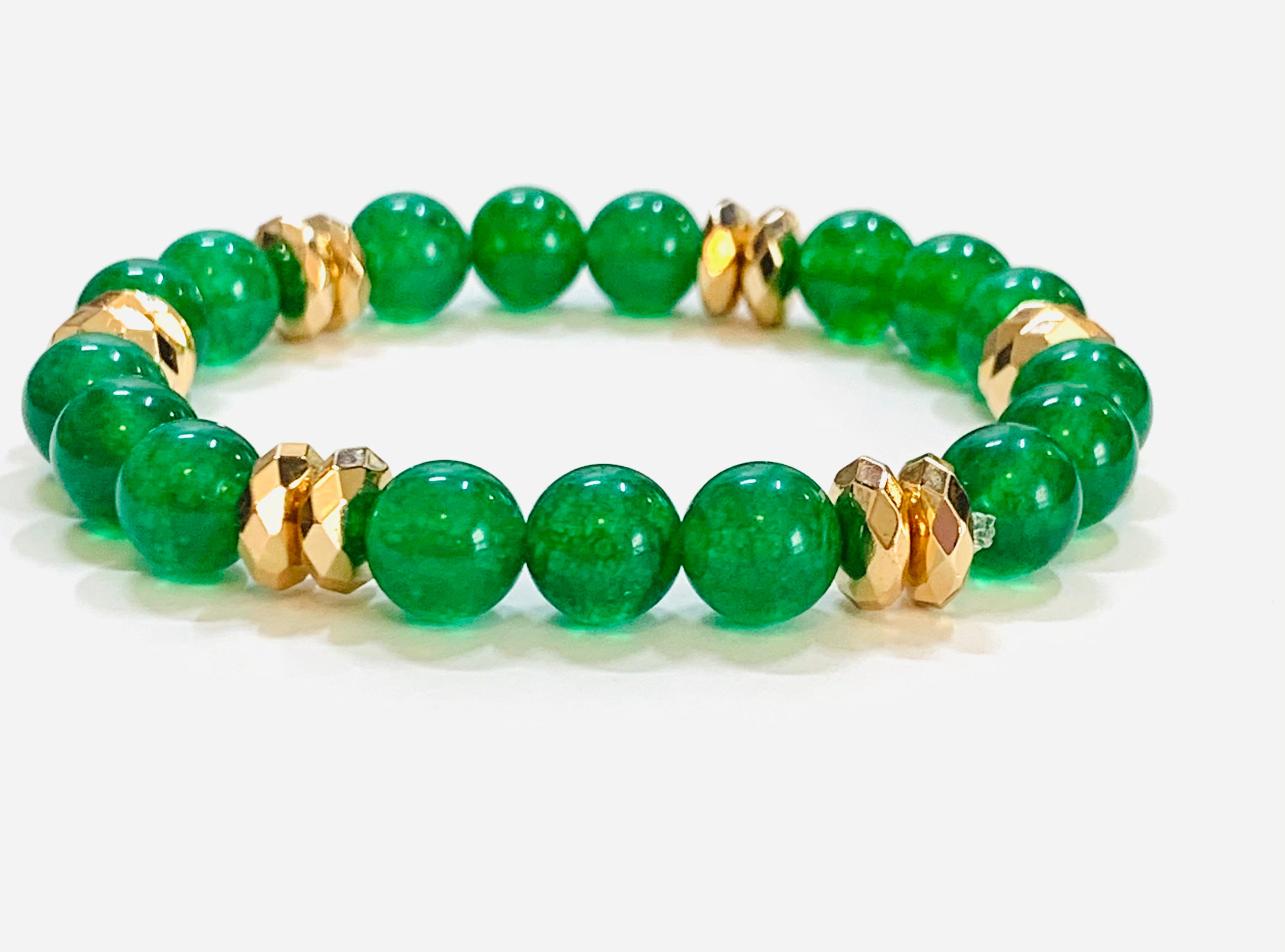 Jade Stone Beaded Bracelet Etsy