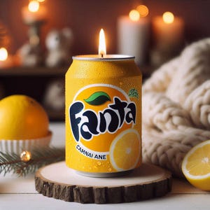Fanta Can Candle -Hand Poured, Vegan Friendly, Sustainable, & Cruelty Free.