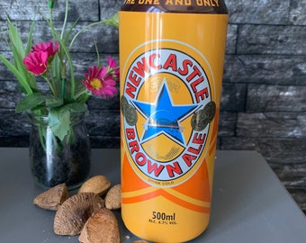 Newcastle Brown Ale Can Candle -Hand Poured, Vegan Friendly, Sustainable, & Cruelty Free.