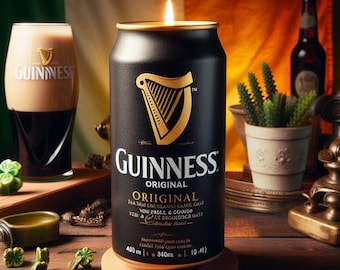 Guinness Can Candle -Hand Poured, Vegan Friendly, Sustainable, & Cruelty Free.
