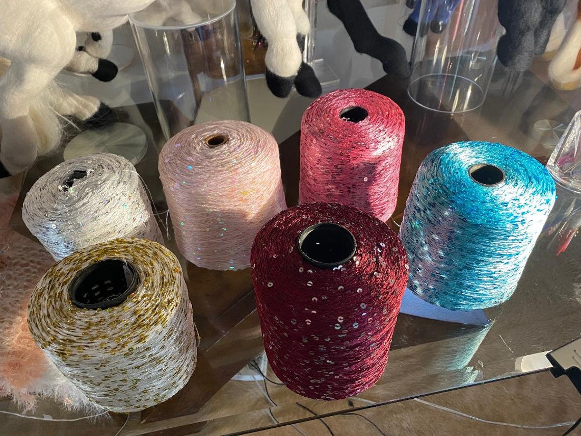 Silver 5mm Holographic Sequins on White Polyester Yarn 70 Etsy