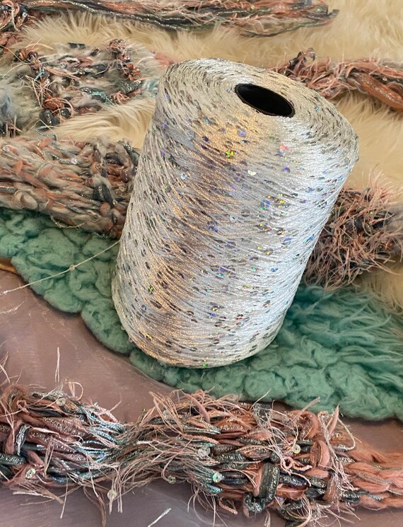 Silver 5mm Holographic Sequins on White Polyester Yarn 70 Etsy