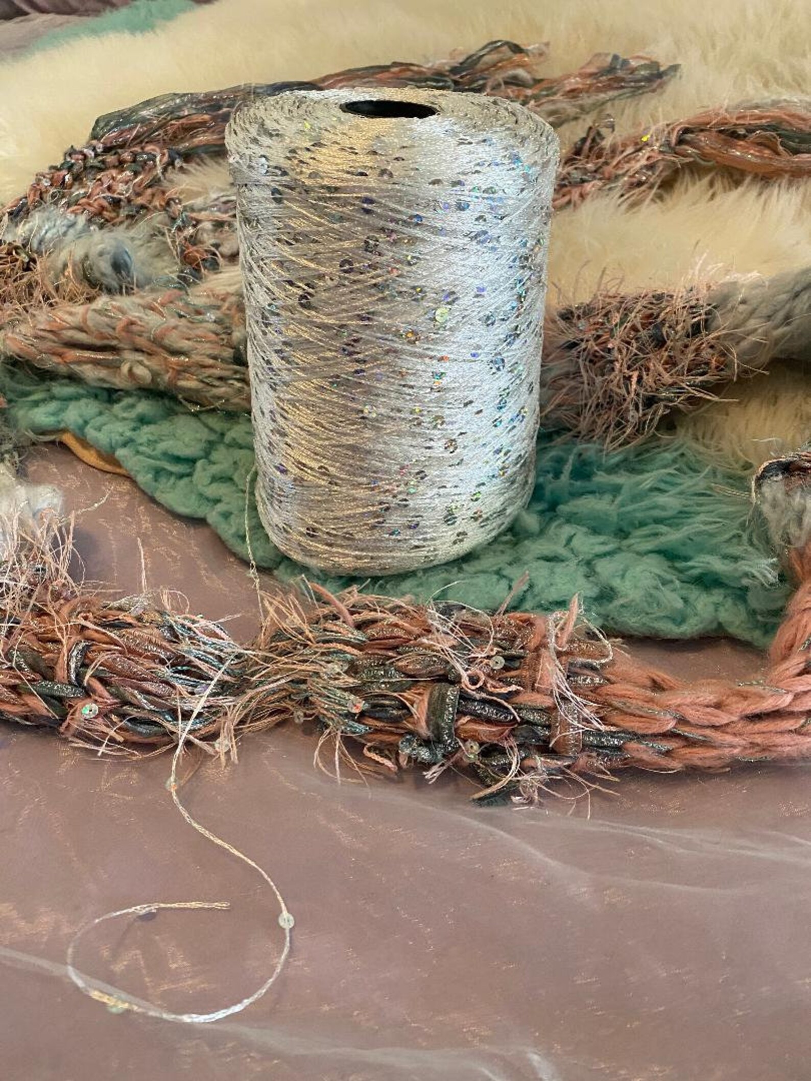 Silver 5mm Holographic Sequins on White Polyester Yarn 70 Etsy