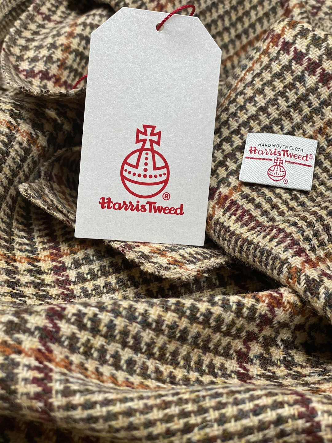 おはぎ　Harris tweed Harris Tweed Fabric by Metre - Beige Dogtooth Bronze Suitable for