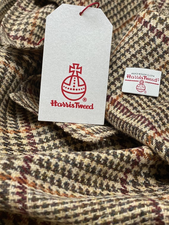 Buy Harris Tweed Fabric by Metre Beige Dogtooth Bronze Suitable