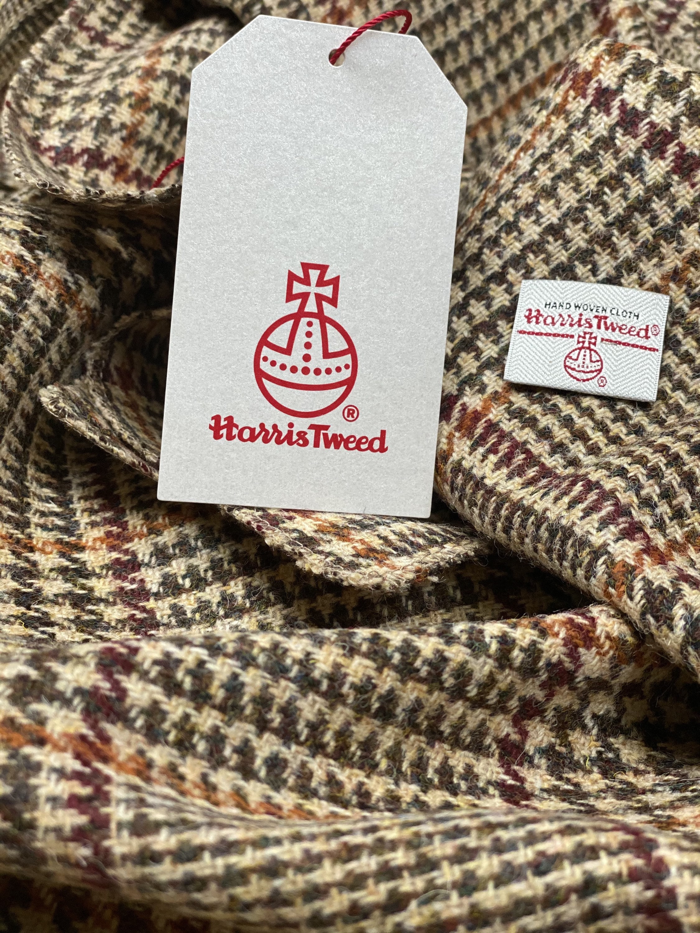 Harris Tweed Fabric by Metre - Beige Dogtooth Bronze Suitable for
