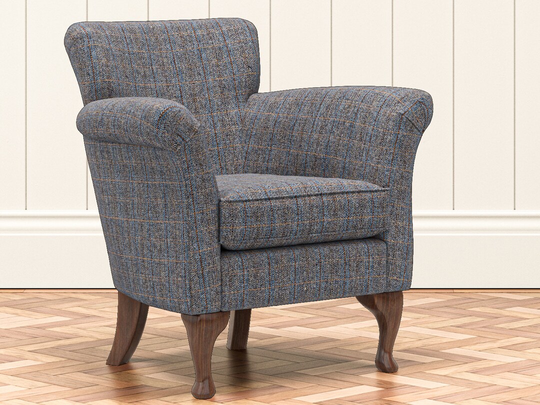 Grey Harris Tweed Fabian Tub Chair Herringbone Material With - Etsy