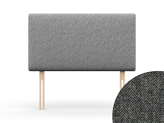 Harris Tweed Headboard in Herringbone Slate Elise Collection UK. Single Double King and Superking. Grey Etsy