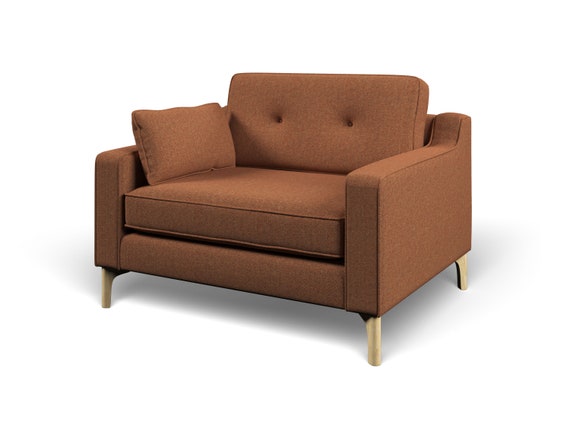 Loveseat in Abraham Moon Herringbone Blush Terracotta Orange Clay