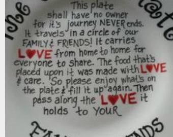 Giving Plate 10.5” ceramic plate white in color. (Dinner size) Writing color is black,the word love is red. Back says Hand wash ONLY, 2024