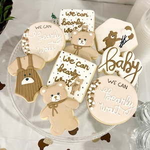 Teddy bear baby shower cookie dozen