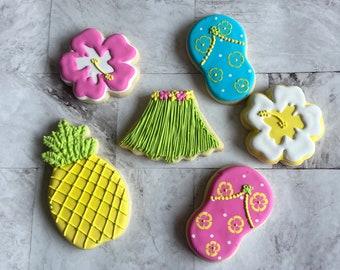 Luau decorated cookie dozen