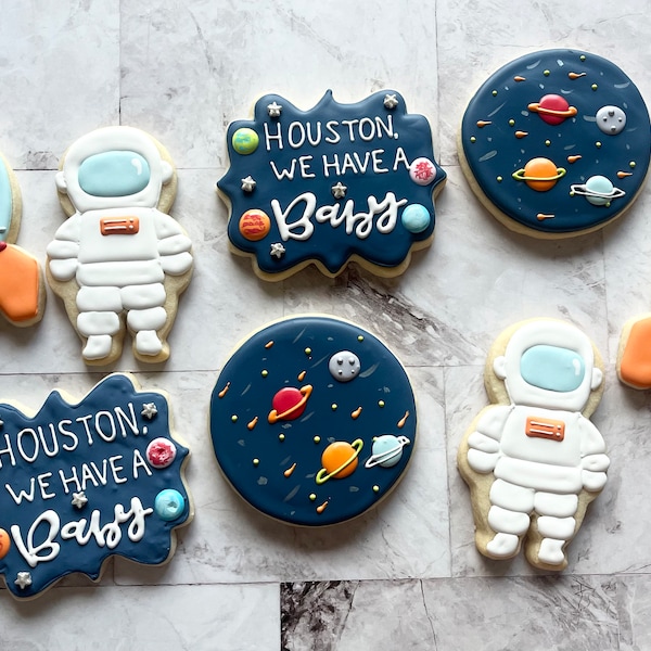 Space baby shower cookie dozen