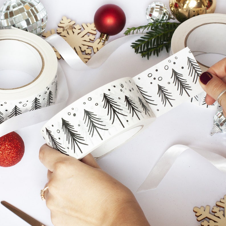 Christmas Paper tape, Festive, Sticky tape, gifts, packaging, boxes, stickers, labels, Washi tape, cool tape image 1