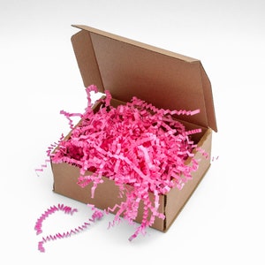 Shredded Paper Luxury 1kg Pink Packaging for gift boxes, ZigZag Mailer filling, Hamper filler, Crinkle paper 4mm.