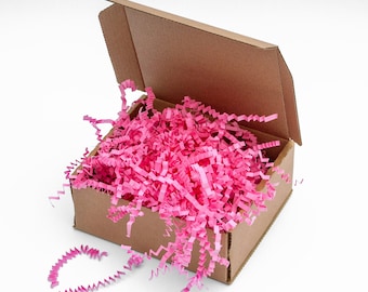 Shredded Paper Luxury 1kg Pink Packaging for gift boxes, ZigZag Mailer filling, Hamper filler, Crinkle paper 4mm.