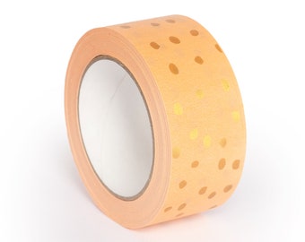 Packing Tape - Gold polka dot on Orange, Packaging tape, Sticky tape, Box, Recycled paper