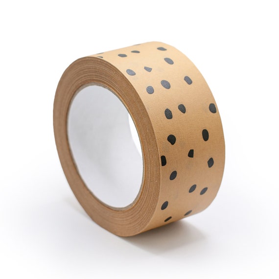 Packing tape - Black polka dot on Kraft, Eco tape, Recycled paper, Packplan