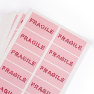 Pegatinas Frágiles x 100 - Rosa, Embalajes, Cajas, Adhesivas, Paquetes