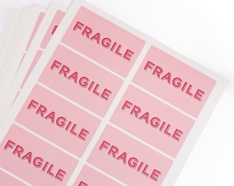 Fragile Stickers x 100 - Pink , Packaging, Boxes, Sticky, Parcels