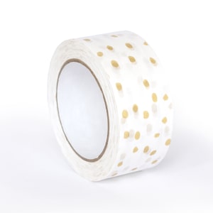 Printed Tape - gold polka dot,white tape,packaging,pattern,designer tape, sticky tape,tape,designer,box tape,sealing tape,cool