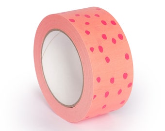 Packing tape, Peach tape with Pink polka dots, Packaging, Packing tape, Sticky tape, Stickers, Recycled paper tape