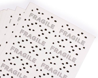 Stickers - 100 x Polka dot Fragile Stickers, Packaging, Boxes, Sticky, Parcels