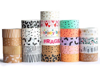 Packing Tape - Pick Any 6 x Printed Paper packing  tapes, Designer tape, Packaging tape, Designer tape, Kraft tape, Box tape, E commerce
