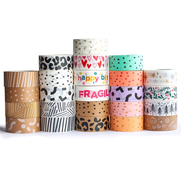 Packband - 6 x bedruckte Papier-Tape, Designer-Tape, Designer-Tape, Designer-Tape, Karton-Tape, E-Kommerz