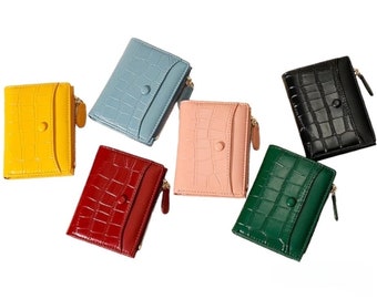Women Leather Wallet Purse Stone Pattern Comfortable Wallet Bifold With Zipper Coin Pouch Vintage Style