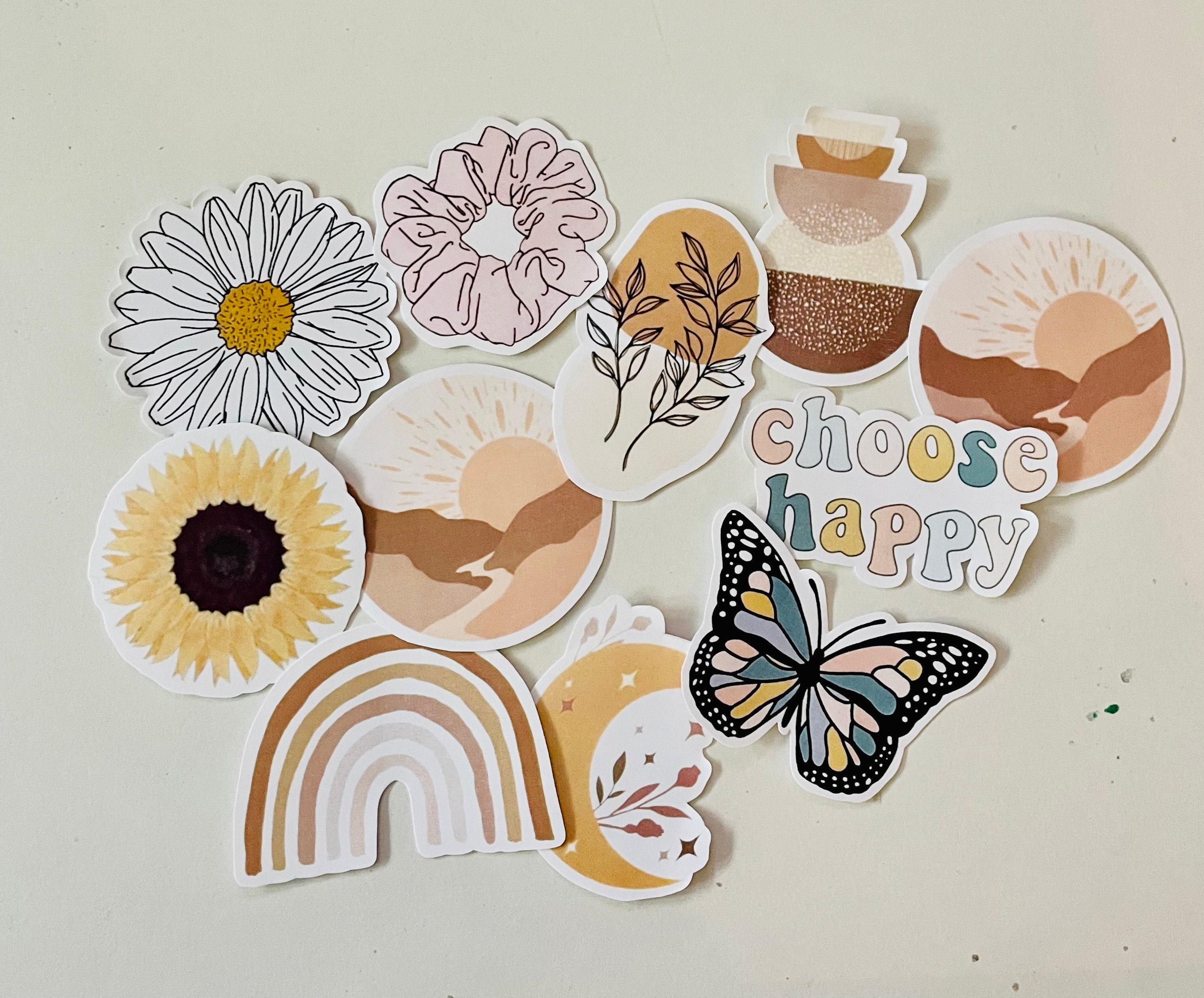 Boho Sticker Pack | Matte | Glossy | Simple | VSCO | Waterproof | Sti…