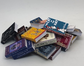 miniature books 1:6 -1/12 4 sizes large choice of children&#39;s book titles. Dollhouse  diorama props