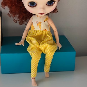 Blythe ,Barbie, Sindy (30cm doll) jumpsuit, playsuit, dungaree’s handmade doll outfit 1:6 scale
