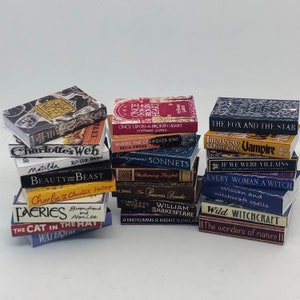 1:6 1/12 scale miniature books, choice of titles and sizes handmade miniatures that open