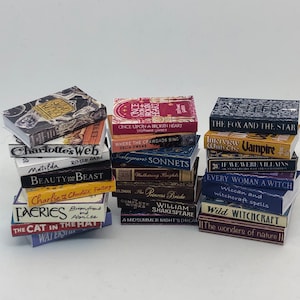 miniature books 1:6 1/12 scale , choice of titles and sizes handmade miniatures that open