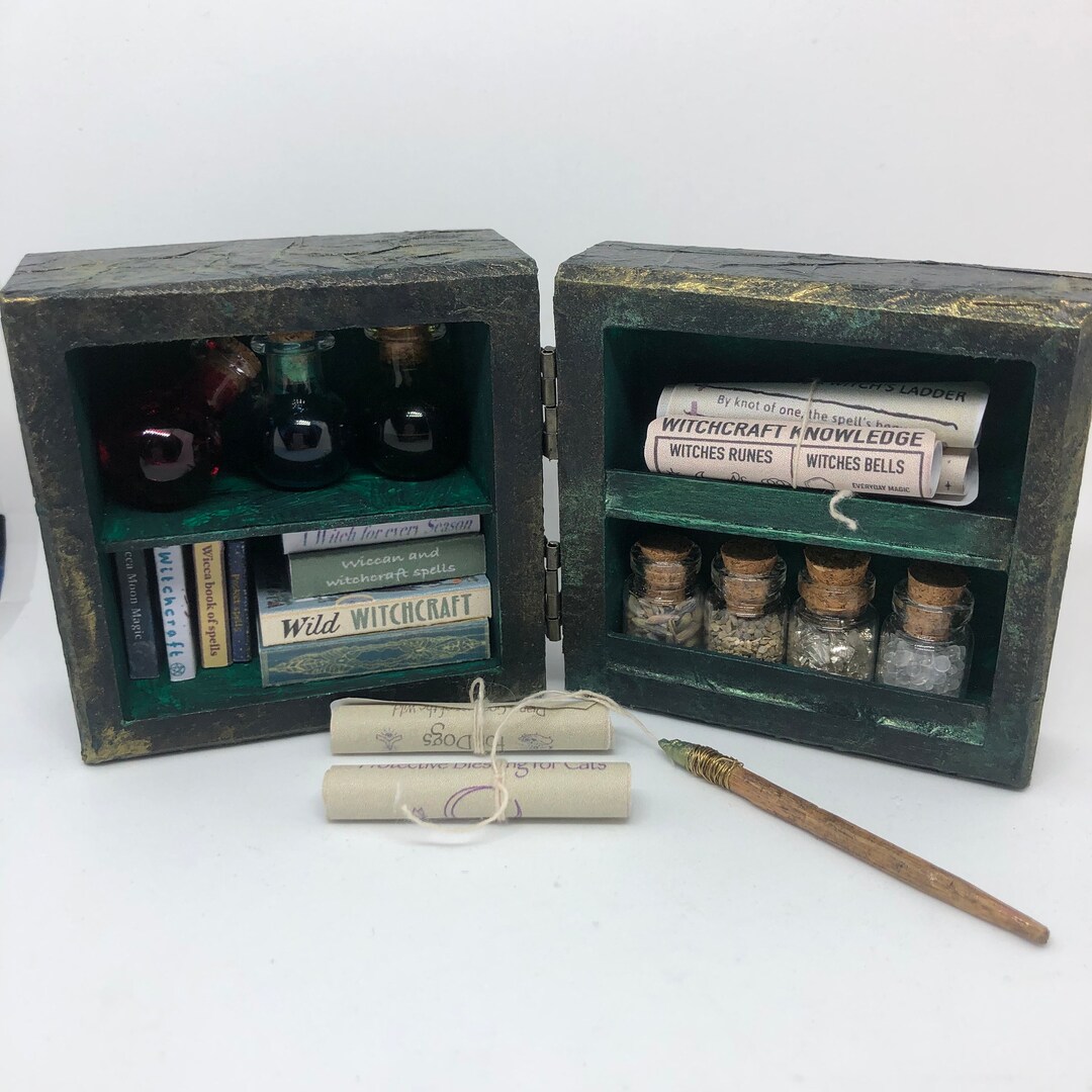Wicca Witchcraft Miniatures Cauldron Cupboard Books Potion Etsy