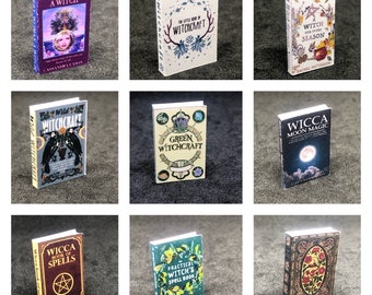 handmade miniature books 1:6 1/12 scale wicca witch theme books, choice of titles and sizes mini books that open