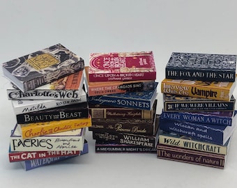 1:6 -1/12 4 sizes miniature books large choice of titles. Dollhouse  diorama props