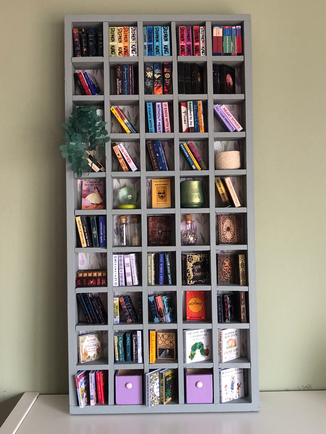 Wooden Miniature Bookcase Trinket Display Unit Book Wall Etsy