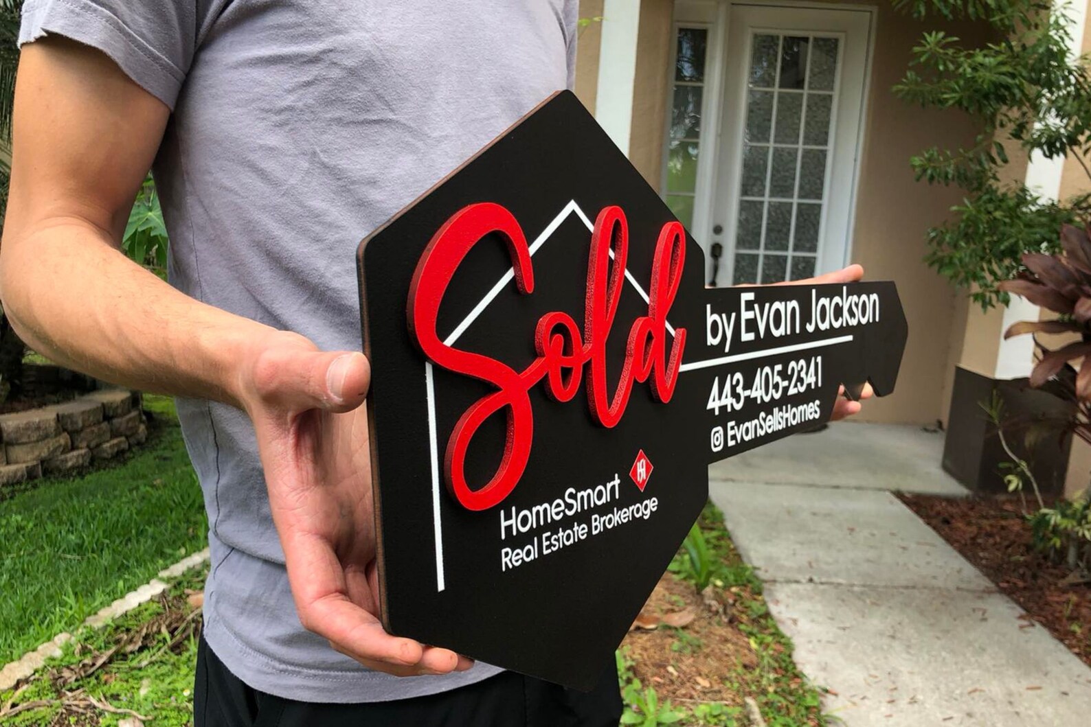 Sold Sign in a Key Shape for Realtors Key Sign With Your | Etsy