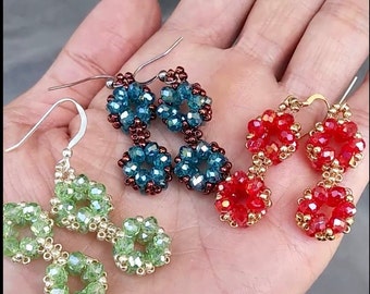 Multiple colors double crystal link earrings