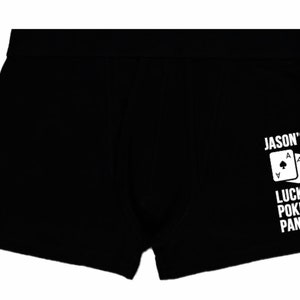 Calças/shorts boxer personalizados da Lucky Poker – Vegas Gambling – Tio – Pai – Avô – Irmão – Qualquer texto/nome – Personalizado – Meias pretas