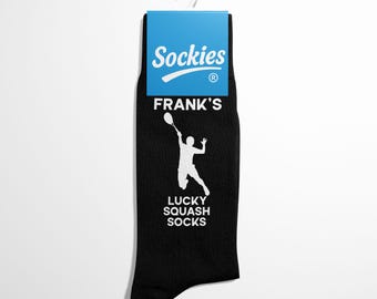 Personalised Lucky Squash Socks, Custom Squash Gift, Funny Sports Socks for Him, Squash Present - Sockies®