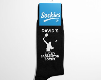 Personalised "Name's" Lucky Badminton Socks, Custom Badminton Gift, Funny Sports Socks for Him, Badminton Present - Sockies®