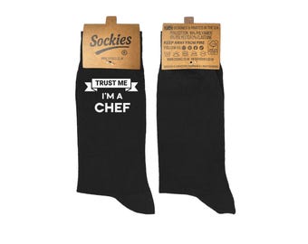 Trust Me, I'm an CHEF Socks – Fun Gift for Chefs, Cooks, Any text Personalisable | UK Sizes 6-12