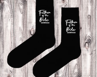 Personalised wedding socks father of the bride, father of the groom - Any Text / Role / Name / Date - Custom - Black Socks